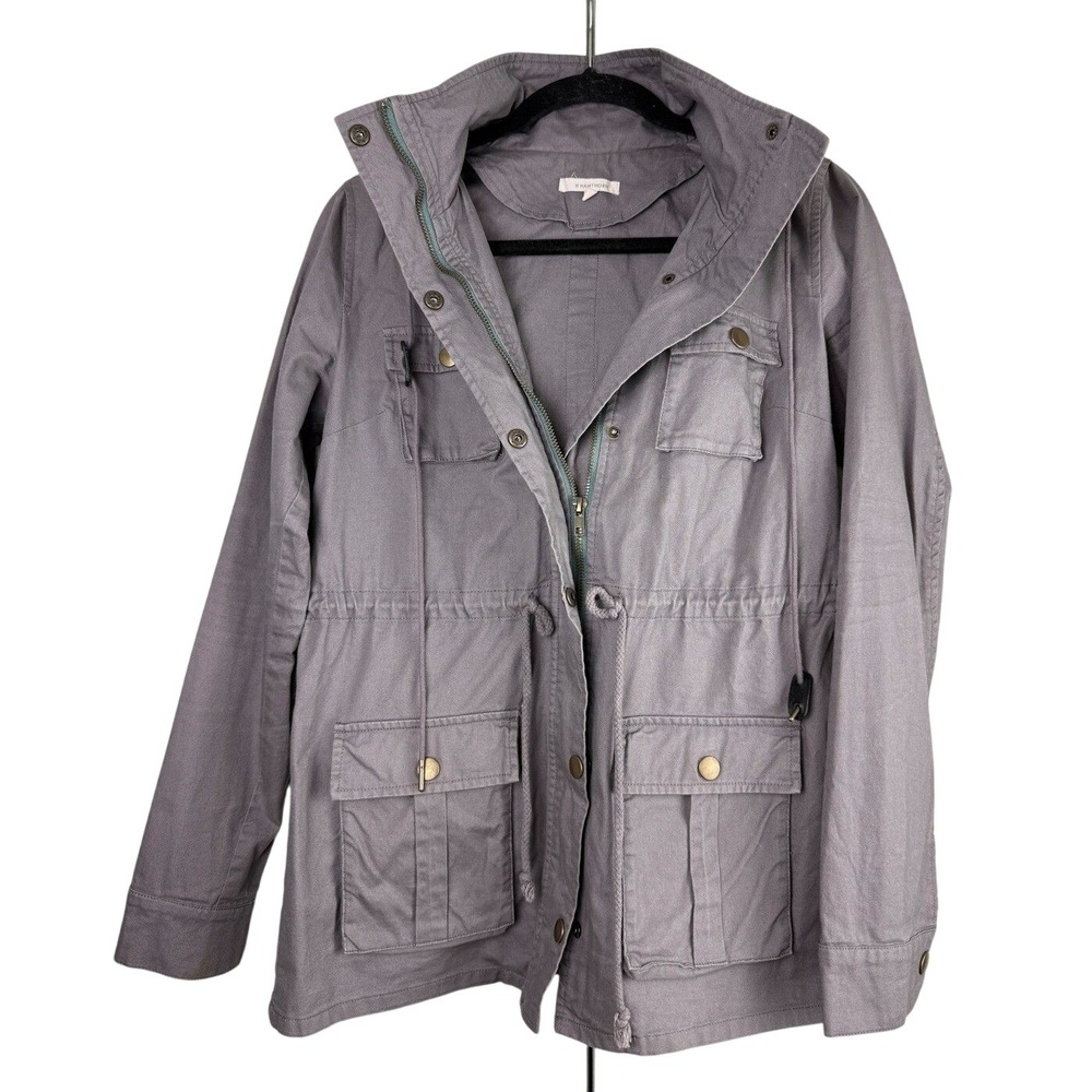 41 Hawthorn Gray Cotton Utility Anorak Jacket Hooded Cargo Gorpcore EUC M